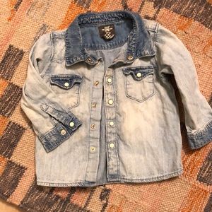 H&M denim button snap shirt 9-12 months